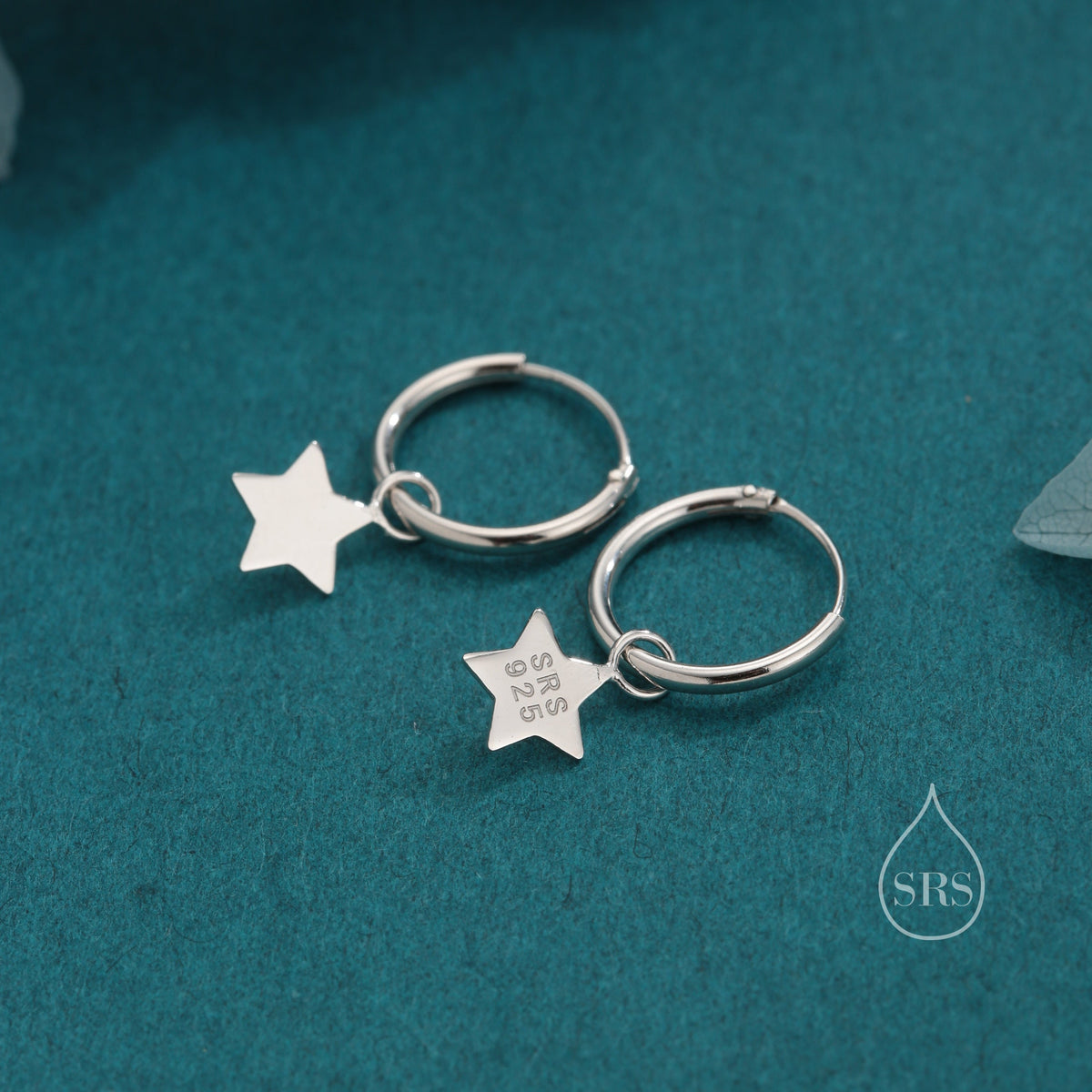 Delicate Star Huggie Hoop Earrings in Sterling Silver, Silver or Gold or Rose Gold, Star Sleeper Earrings, Sunburst Earrings, Celestial