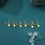 Delicate Star Huggie Hoop Earrings in Sterling Silver, Silver or Gold or Rose Gold, Star Sleeper Earrings, Sunburst Earrings, Celestial