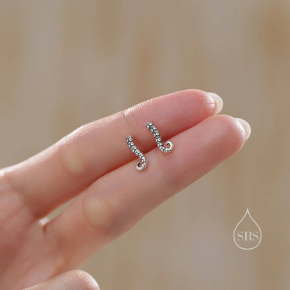 Octopus Tentacle Stud Earrings in Sterling Silver, Silver or Gold,  Dainty Earrings, Nature Inspired Animal Earrings
