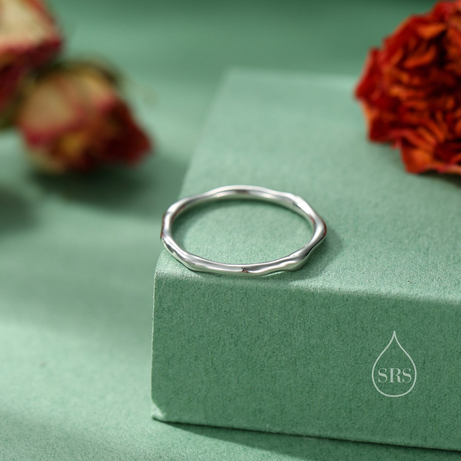 Sterling Silver Irregular Shape Skinny Ring, Very Skinny Irregular Shaped Delicate Ring Band, Stacking Ring US 5-8, Wave Ring