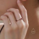 Sterling Silver Very Tiny Garnet Red CZ Heart Ring, Adjustable Size, Red Heart Ring, Tiny Heart Ring, Tiny Red CZ Heart Ring