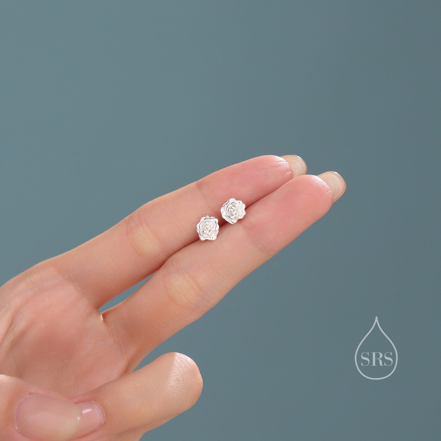 Sterling Silver Rose Earrings, Silver, Gold or Rose Gold, Rose Stud Earrings, Petite Flower Blossom Earrings, Nature Inspired