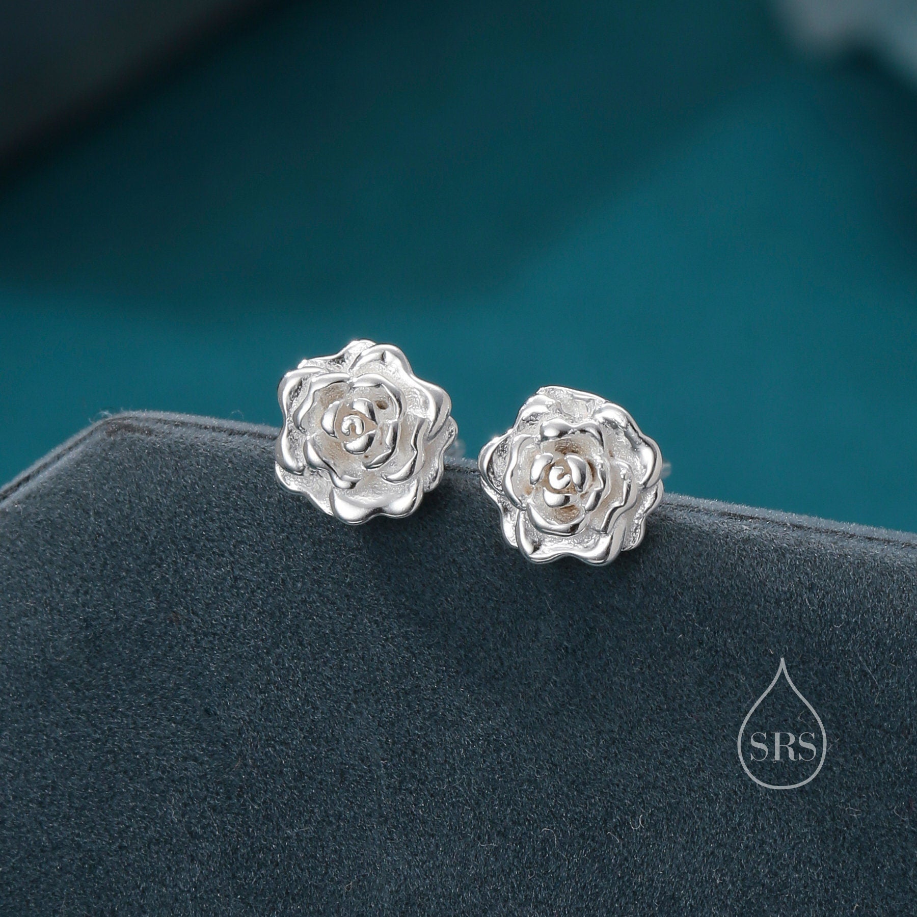 Sterling Silver Rose Earrings, Silver, Gold or Rose Gold, Rose Stud Earrings, Petite Flower Blossom Earrings, Nature Inspired