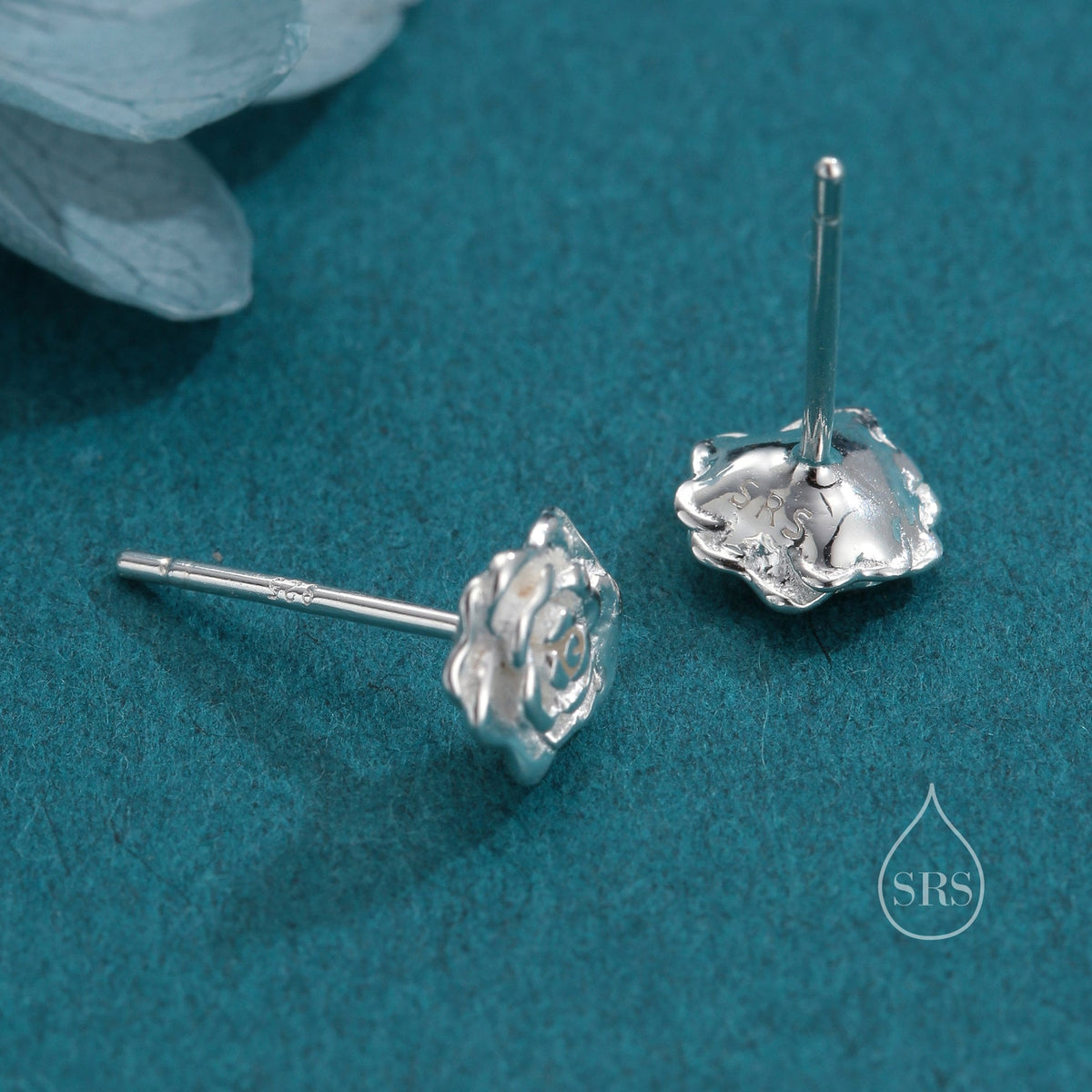Sterling Silver Rose Earrings, Silver, Gold or Rose Gold, Rose Stud Earrings, Petite Flower Blossom Earrings, Nature Inspired