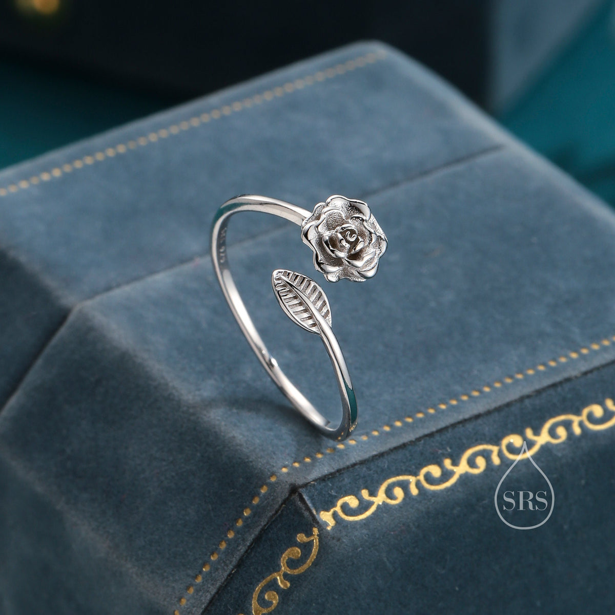 Rose Wrap Ring in Sterling Silver, Flower Ring, Silver Rose Ring, Adjustable Size