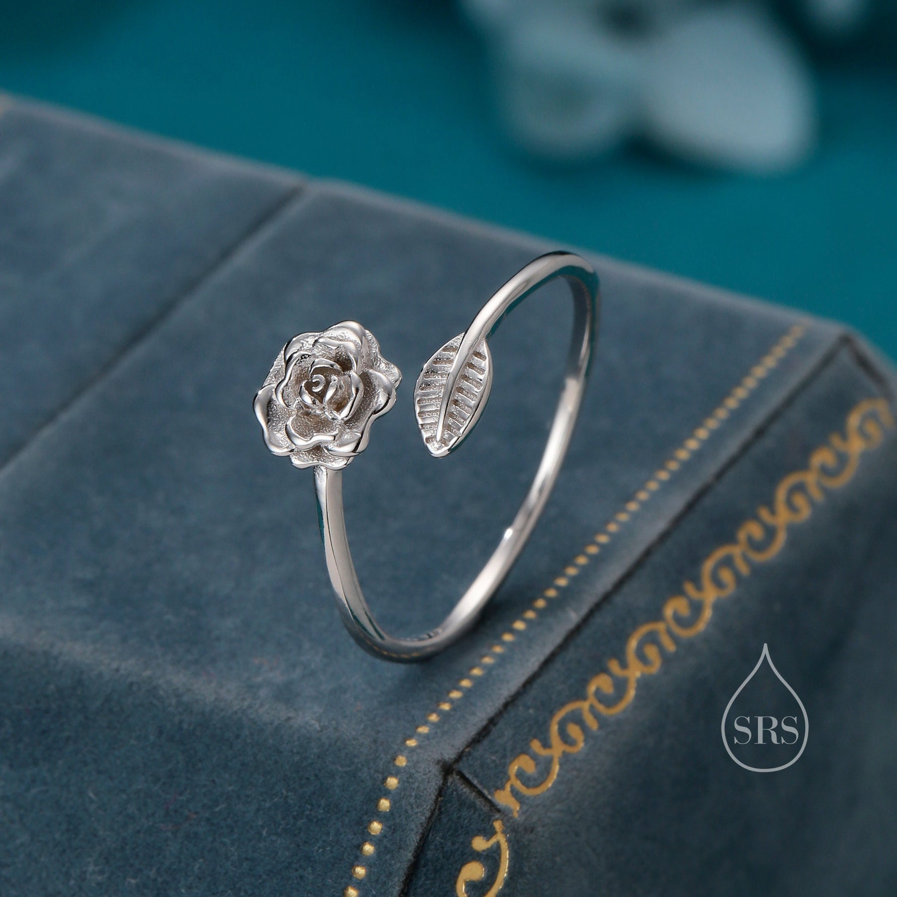 Rose Wrap Ring in Sterling Silver, Flower Ring, Silver Rose Ring, Adjustable Size