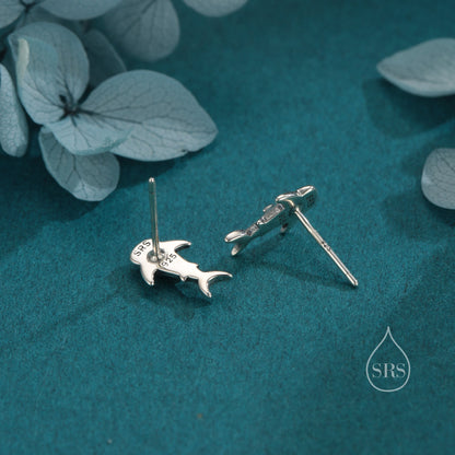 Very Tiny Whale Shark Stud Earrings in Sterling Silver, Silver or Gold or Rose Gold, Cute Whale Shark Earrings