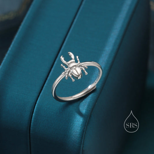 Sterling SilverTiny Stag Beetle Ring, Adjustable Size, Small Stag Beetle Ring, Tiny Stag Beetle Ring, Tiny Bug Insect Ring