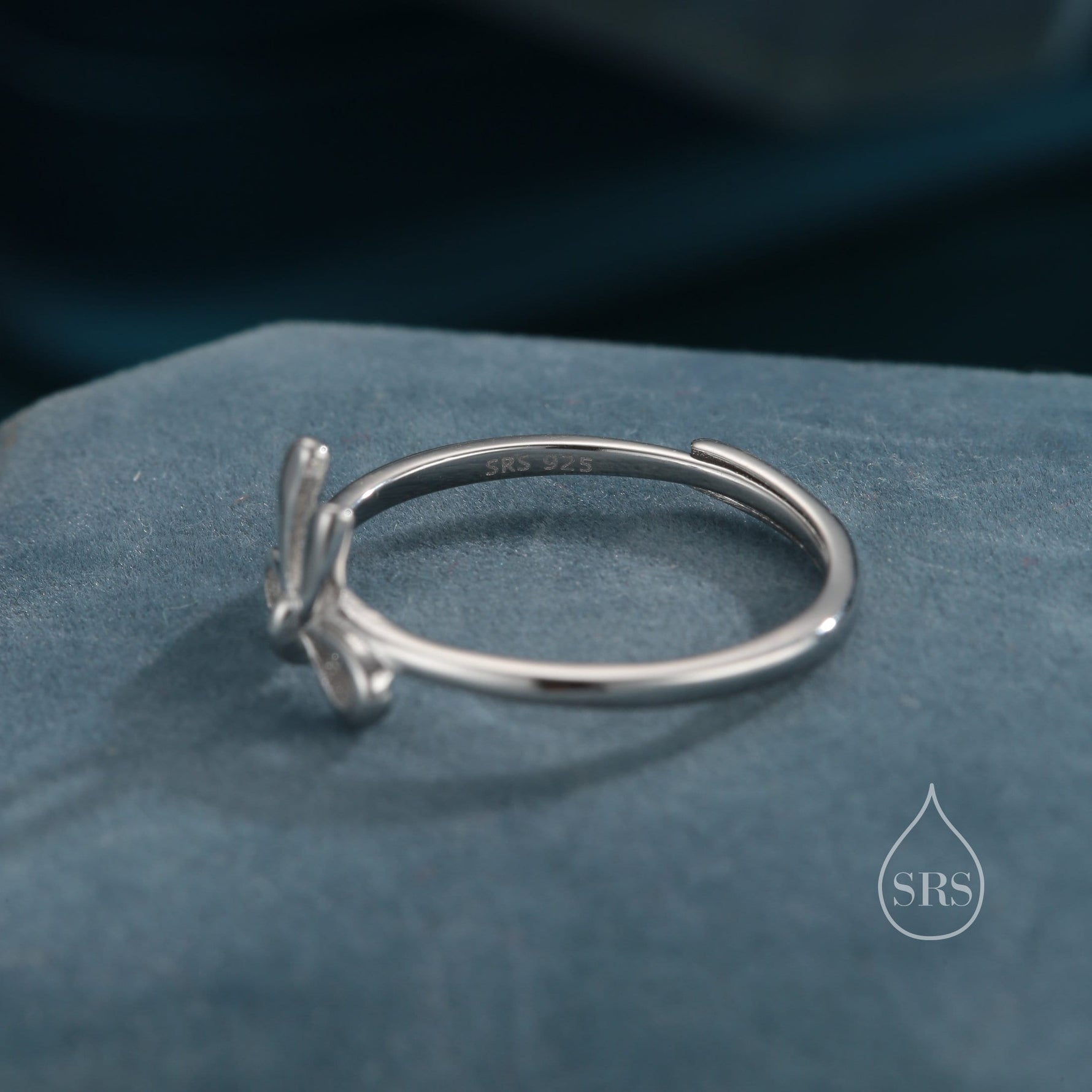 Sterling Silver Tiny Ribbon Bow Ring, Adjustable Size, Small Ribbon Bow Ring, Tiny Bow Ring, Cute and Dainty