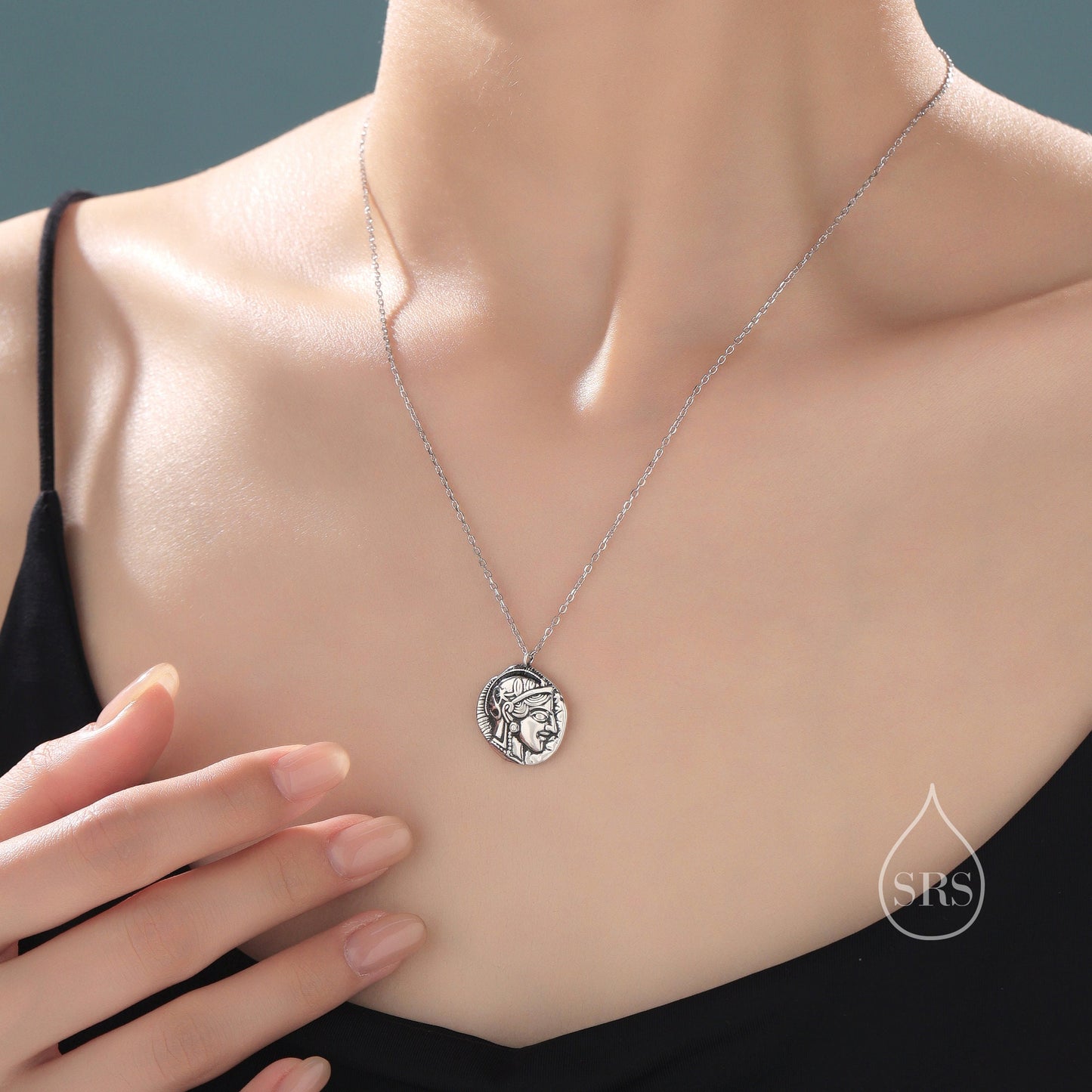 Sterling Silver Greek Coin Pendant Necklace - Attica Tetradrachm Inspired Necklace, Ancient Greek Coin Inspired, Single Sided Casted