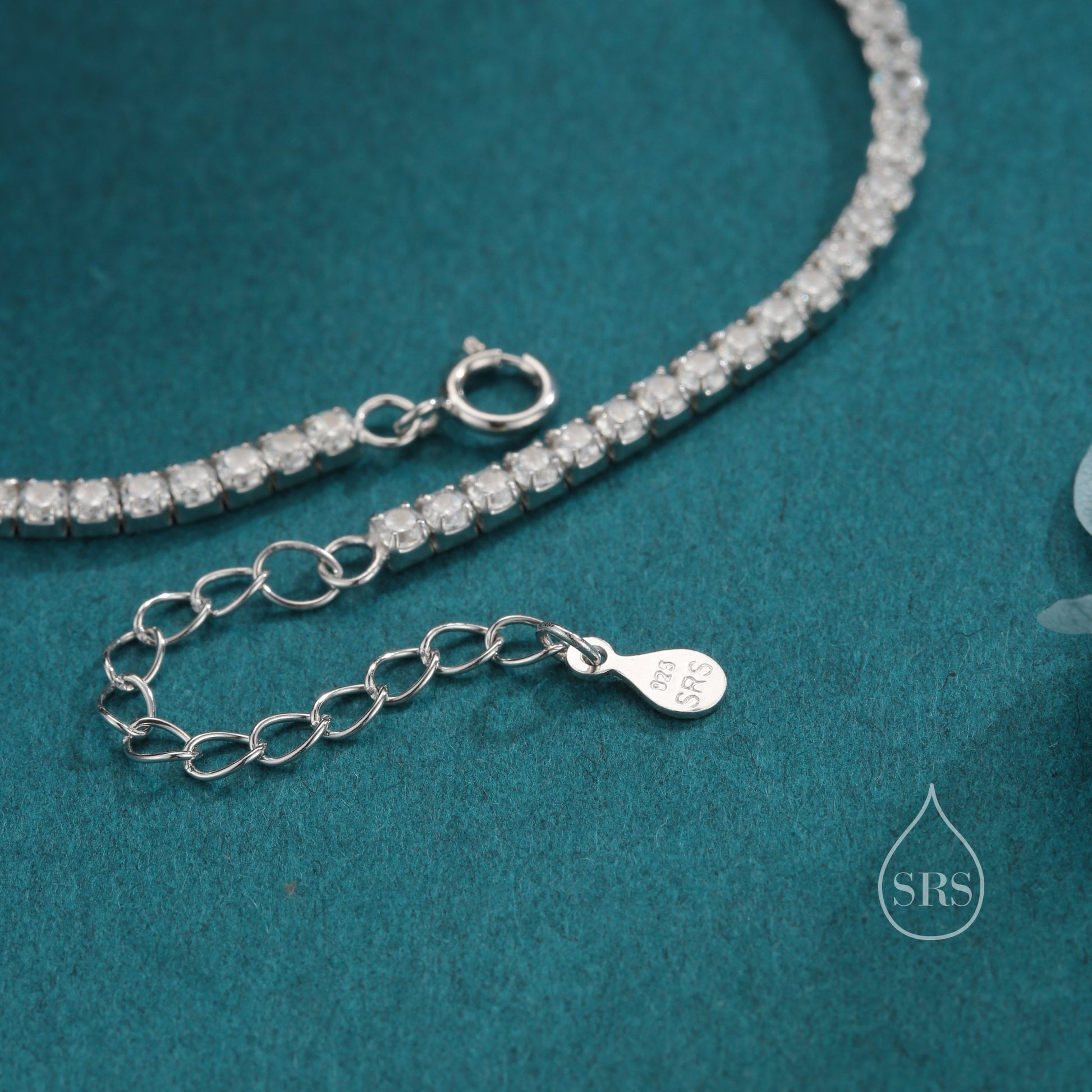 2mm CZ Tennis Bracelet in Sterling Silver, Silver or Gold or Rose Gold, Silver Clear CZ Bracelet, CZ Cluster Bracelet, Minimalist Bracelet