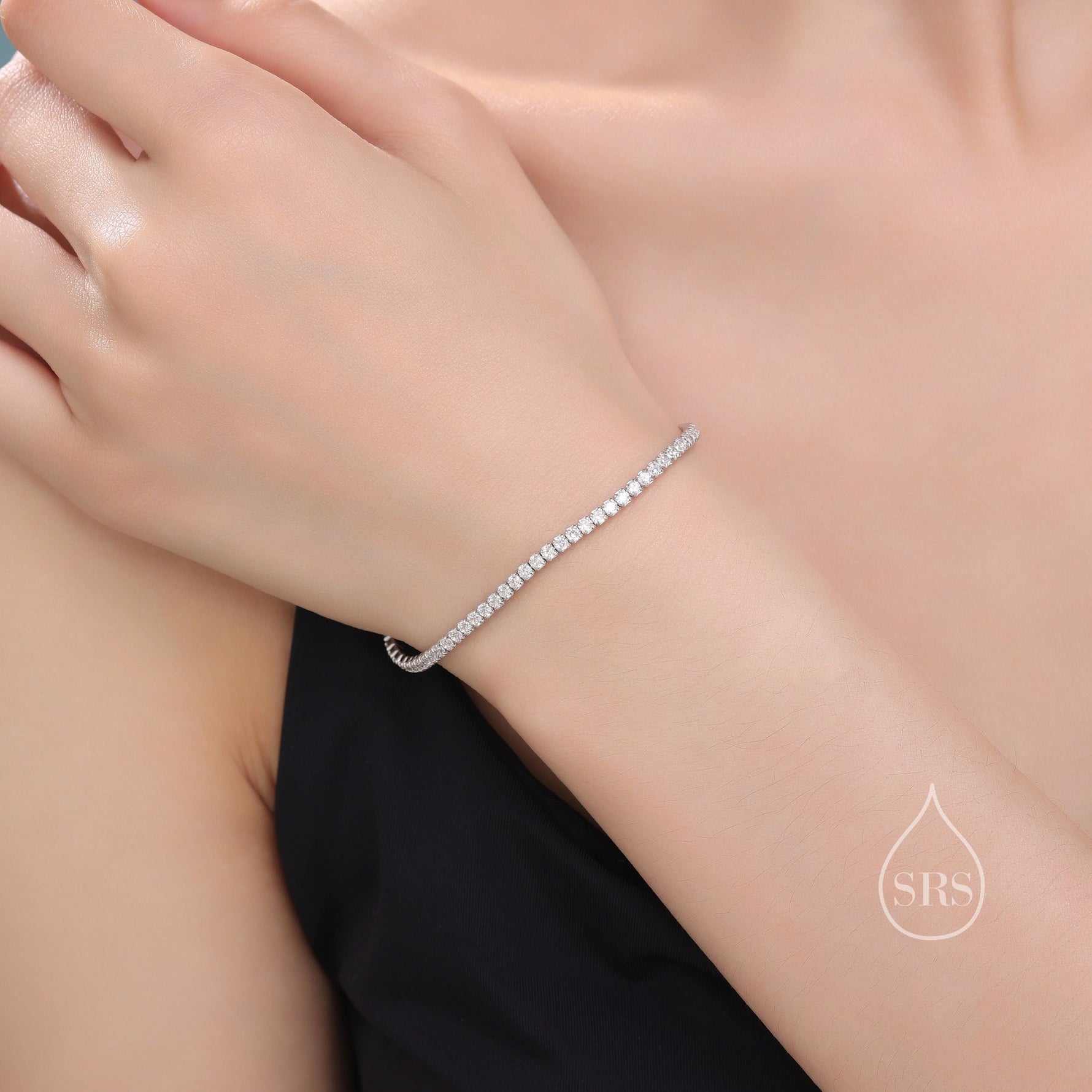 2mm CZ Cluster Tennis Chain Bracelet