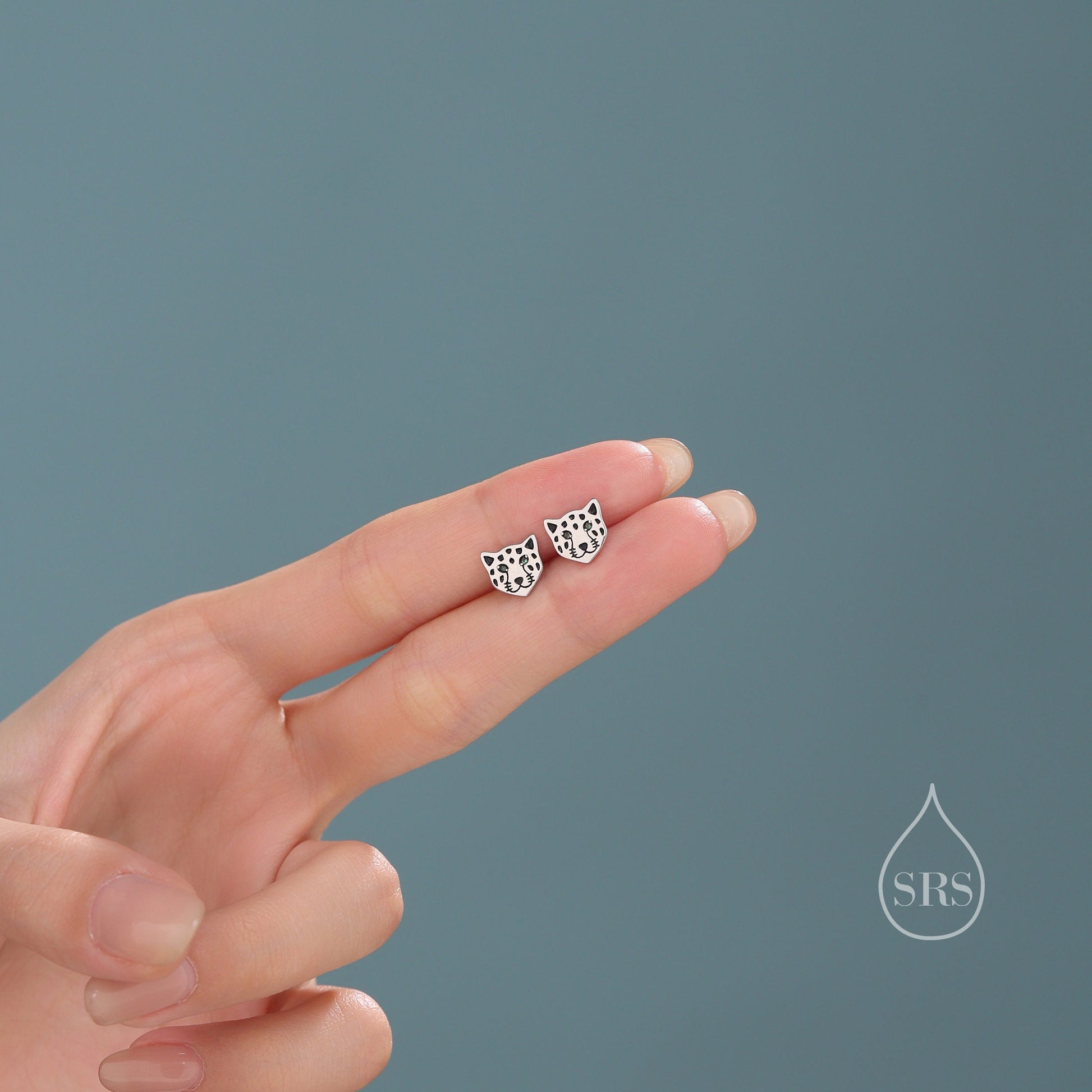 Leopard Stud Earrings in Sterling Silver, Silver or Gold, Leopard Face Earrings, Animal Earrings, Nature Inspired