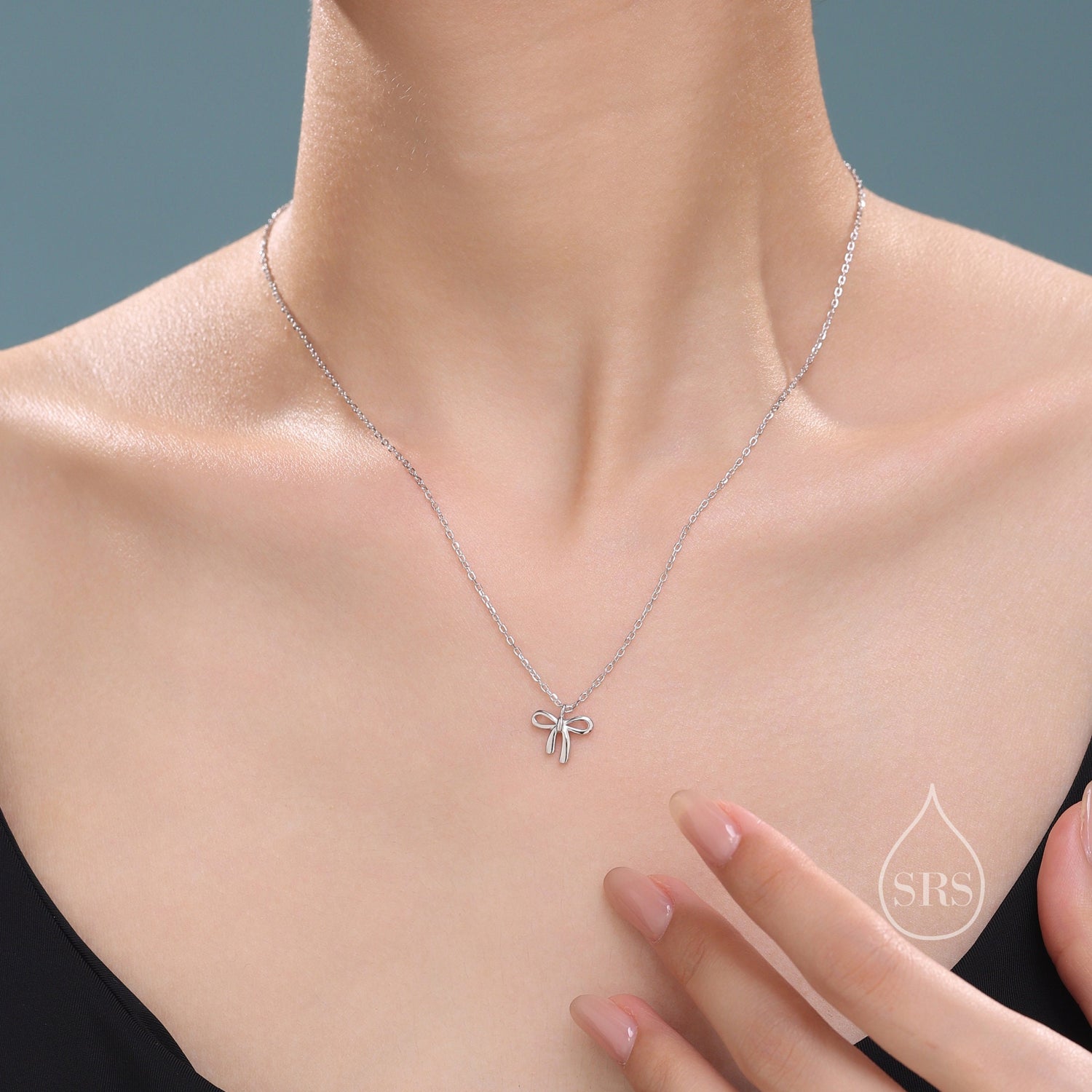 Tiny Ribbon Bow Charm Necklace
