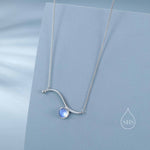 Moonstone Wave Pendant Necklace in Sterling Silver, Silver or Gold, Moonstone Wave Necklace, Lab Moonstone Necklace
