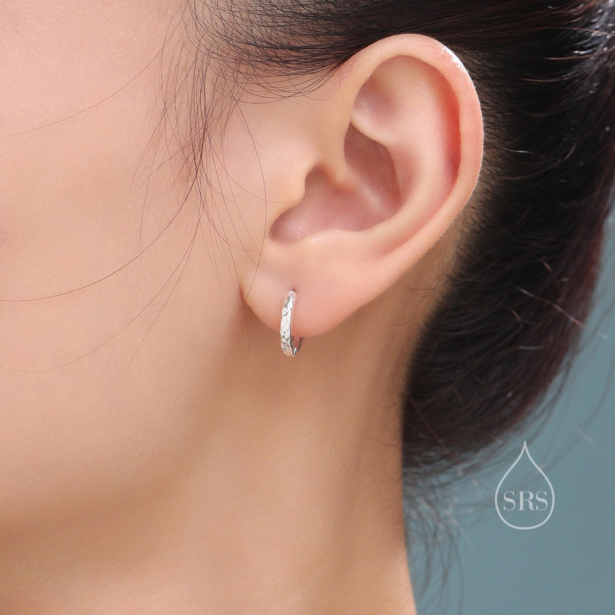 Foil Textured Hoop Earrings, Silver, Gold or Rose Gold, Foil Earrings, Organic Shape Hoops, Hammered Hoops