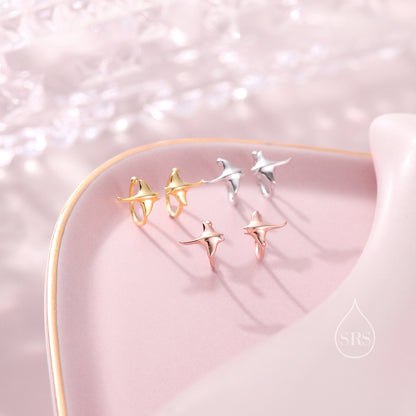 Piercing Free Manta Ray Ear Cuff in Sterling Silver, Silver Gold or Rose Gold, Sold as a pair, No Piercing Ear Cuffs