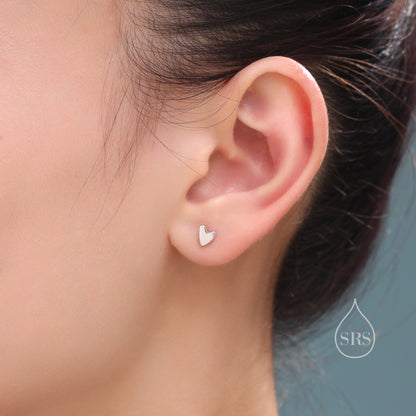 Tiny Heart Internally Threaded Flat Back/Screw back(Barbell)/ Stud Earrings in Sterling Silver, Piercing Jewellery, Heart Flat Back Earrings