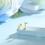 Tiny Mismatched Moon and Star 16G Internally Threaded Flat Back Earrings