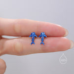 Very Tiny Whale Shark Stud Earrings in Sterling Silver with Hand Painted Enamel, Cute Whale Shark Earrings
