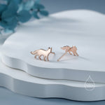 Tiny Fox Stud Earrings in Sterling Silver, Cute Fun Quirky, Silver Gold or Rose Gold, Gift for Her, Animal Lover, Nature Inspired