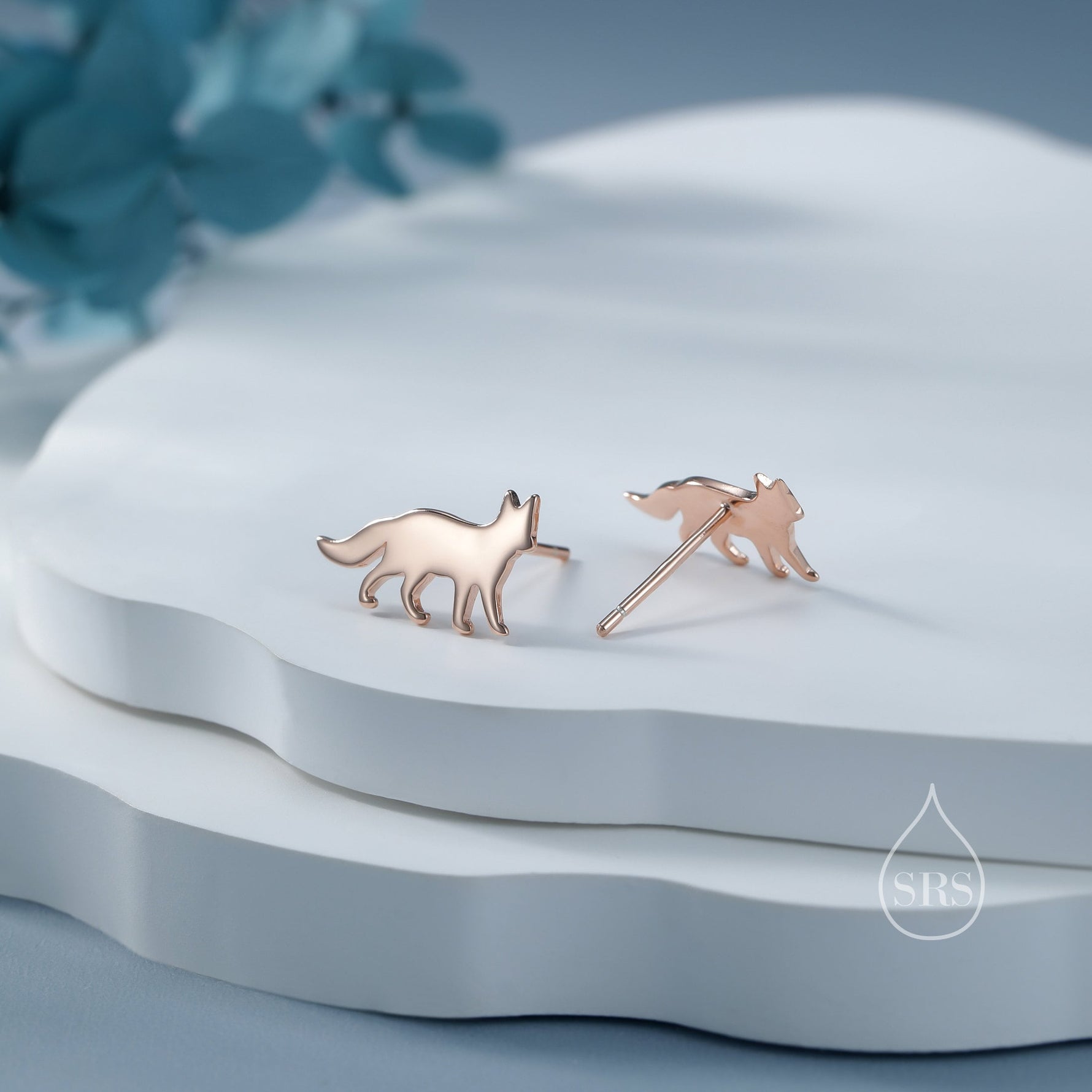 Tiny Fox Stud Earrings in Sterling Silver, Cute Fun Quirky, Silver Gold or Rose Gold, Gift for Her, Animal Lover, Nature Inspired