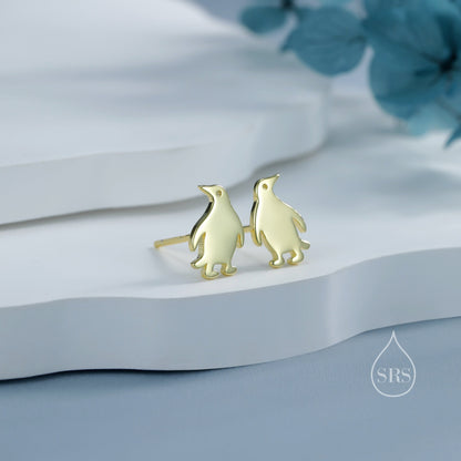 Tiny Penguin Bird Stud Earrings in Sterling Silver - Silver, Gold or Rose Gold, Fun Quirky and Whimsical Jewellery