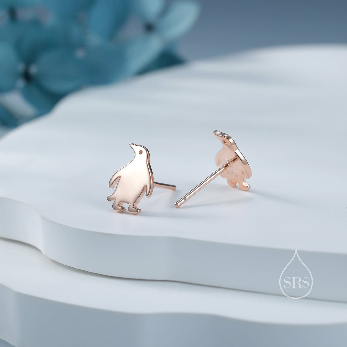 Tiny Penguin Bird Stud Earrings in Sterling Silver - Silver, Gold or Rose Gold, Fun Quirky and Whimsical Jewellery