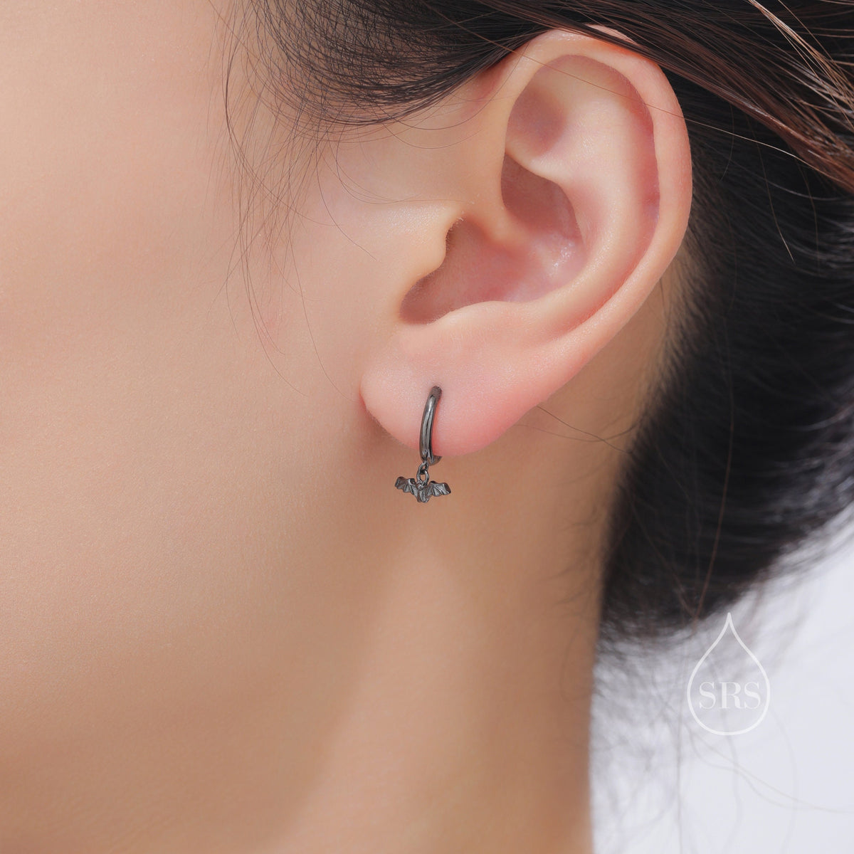 Tiny Bat Huggie Hoop Earrings