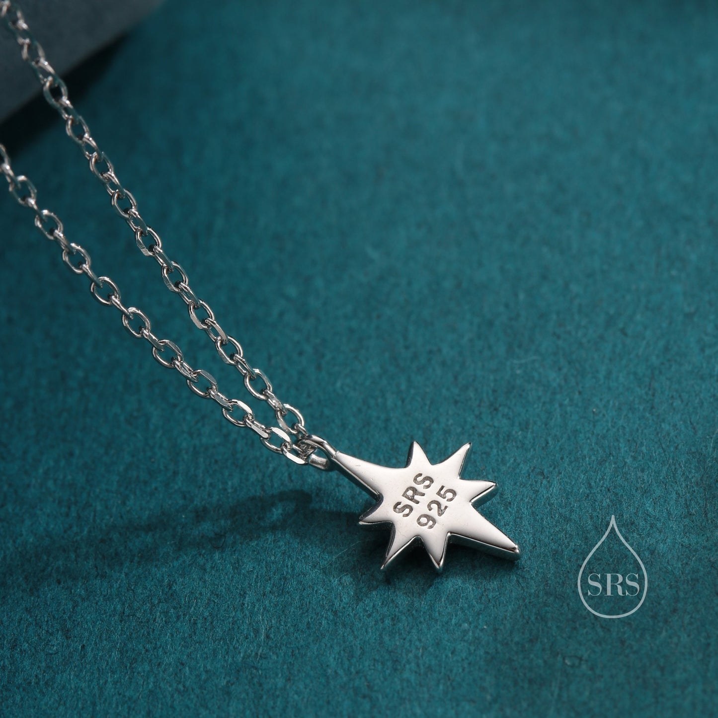 Minimal North Star Pendant Necklace in Sterling Silver, Silver or Gold or Rose Gold, Starburst Necklace, Tiny Star Necklace