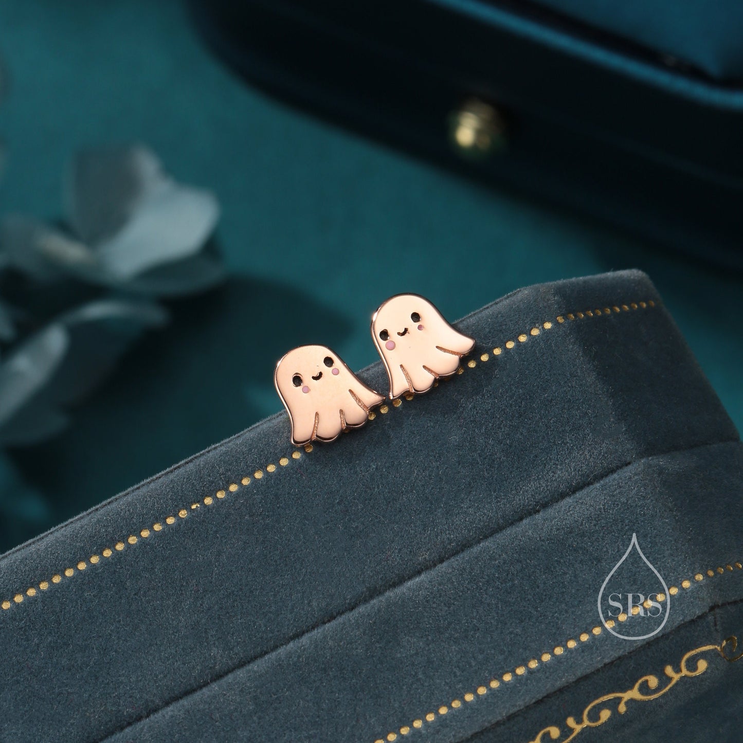 Super Cute Little Ghost Stud Earrings in Sterling Silver, Silver, Gold or Rose Gold, Tiny Ghost Earrings