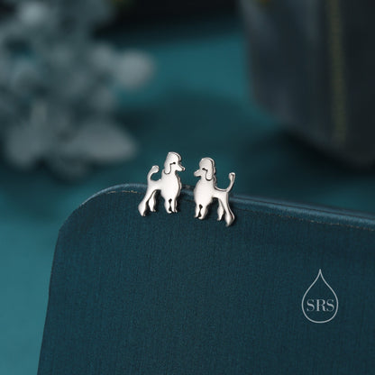 Tiny Poodle Dog Stud Earrings in Sterling Silver, Puppy Earrings, Silver, Gold or Rose Gold, Nature Inspired Animal Earrings, Pet Jewellery