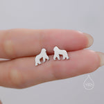 Gorilla Stud Earrings in Sterling Silver, Silver or Gold, Gorilla Earrings, Nature Inspired Animal Earrings