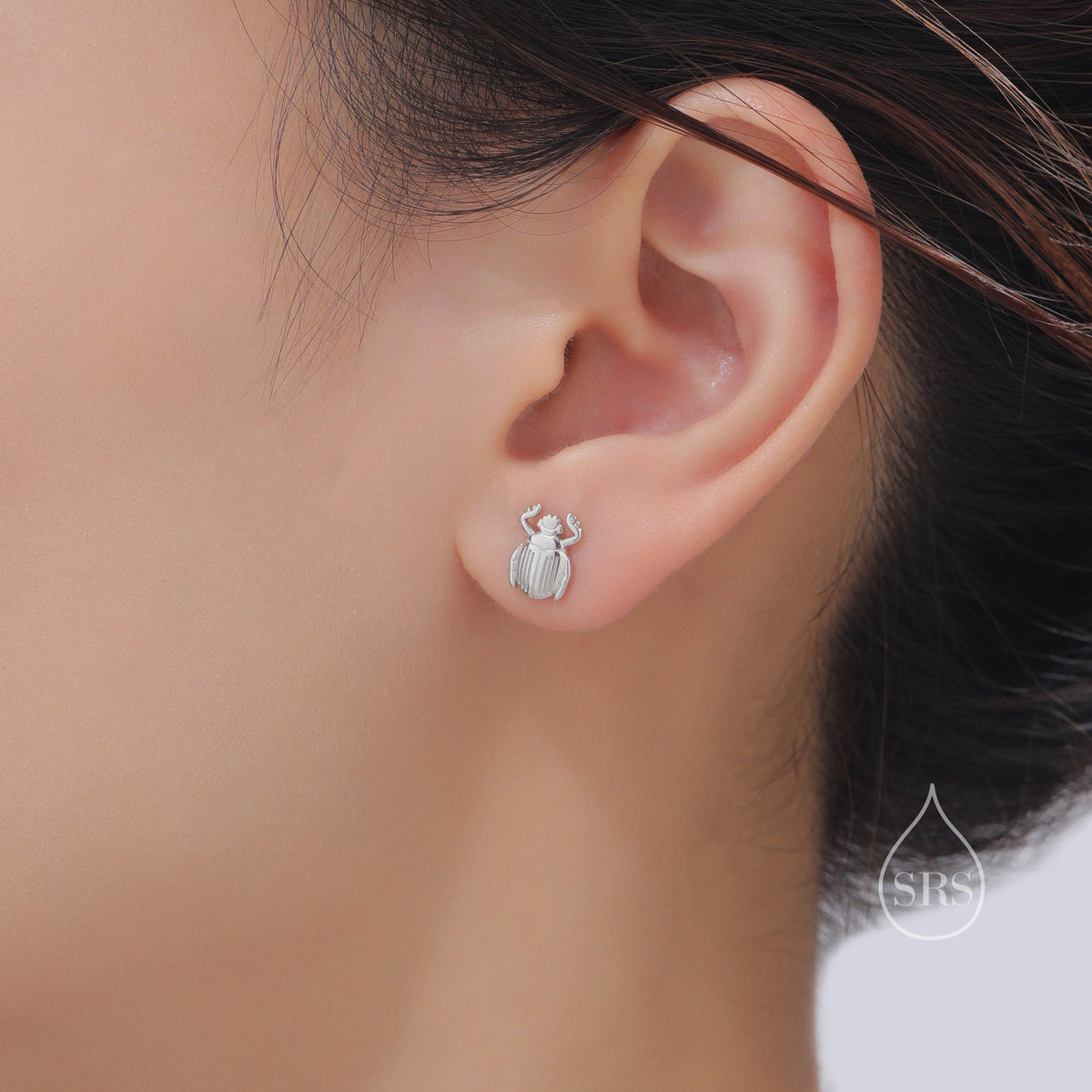 Tiny Scarab Beetle Stud Earrings