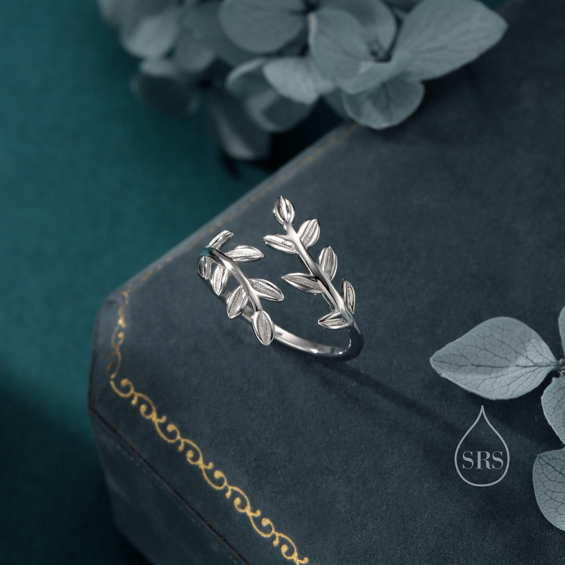 Sterling Silver Olive Leaf Ring, Adjustable Sized Ring, Friendship Ring, Olive Branch Nature Inspired Jewellery US 5 - 8
