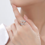 Sterling Silver Olive Leaf Ring, Adjustable Sized Ring, Friendship Ring, Olive Branch Nature Inspired Jewellery US 5 - 8