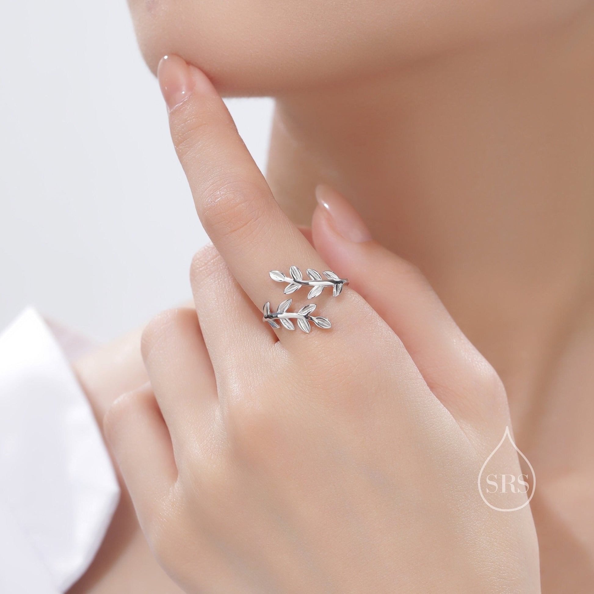 Sterling Silver Olive Leaf Ring, Adjustable Sized Ring, Friendship Ring, Olive Branch Nature Inspired Jewellery US 5 - 8