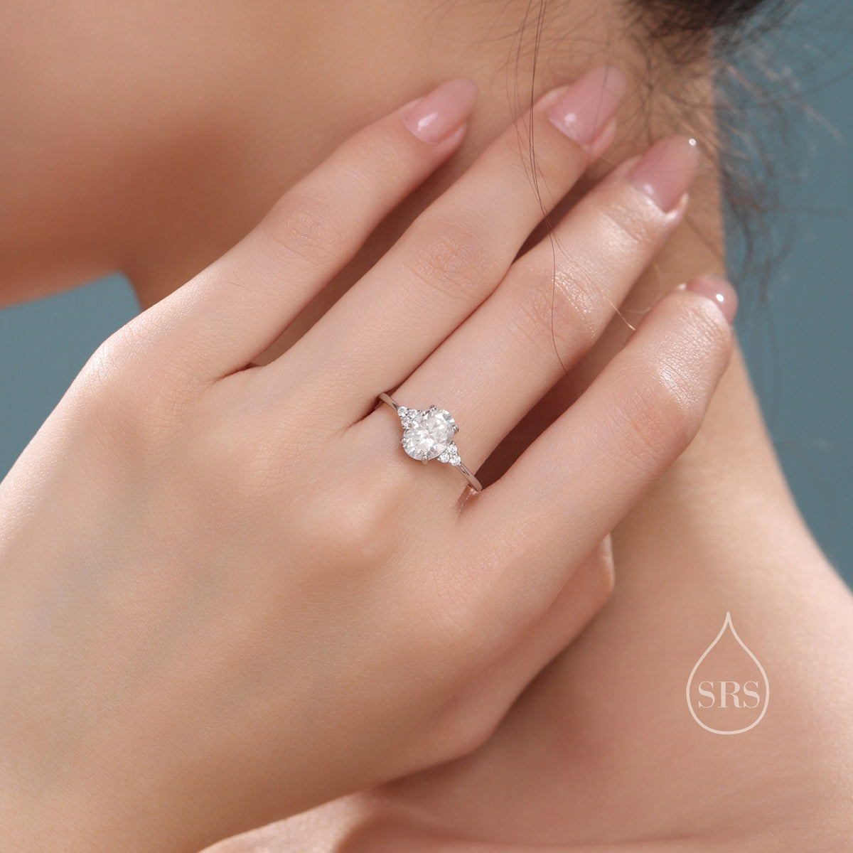 1.25 Ct Moissanite Oval Ring in Sterling Silver, Vintage Inspired Design, US 5 - 8, 1 carat Moissanite Ring