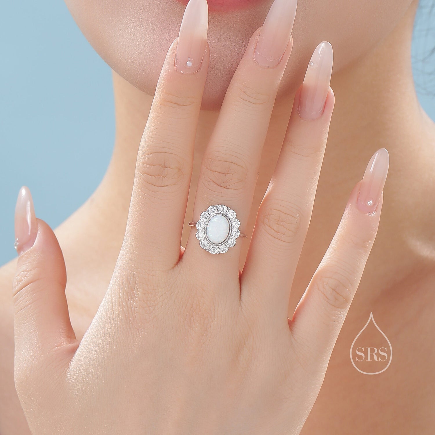 Vintage Opal CZ Halo Ring