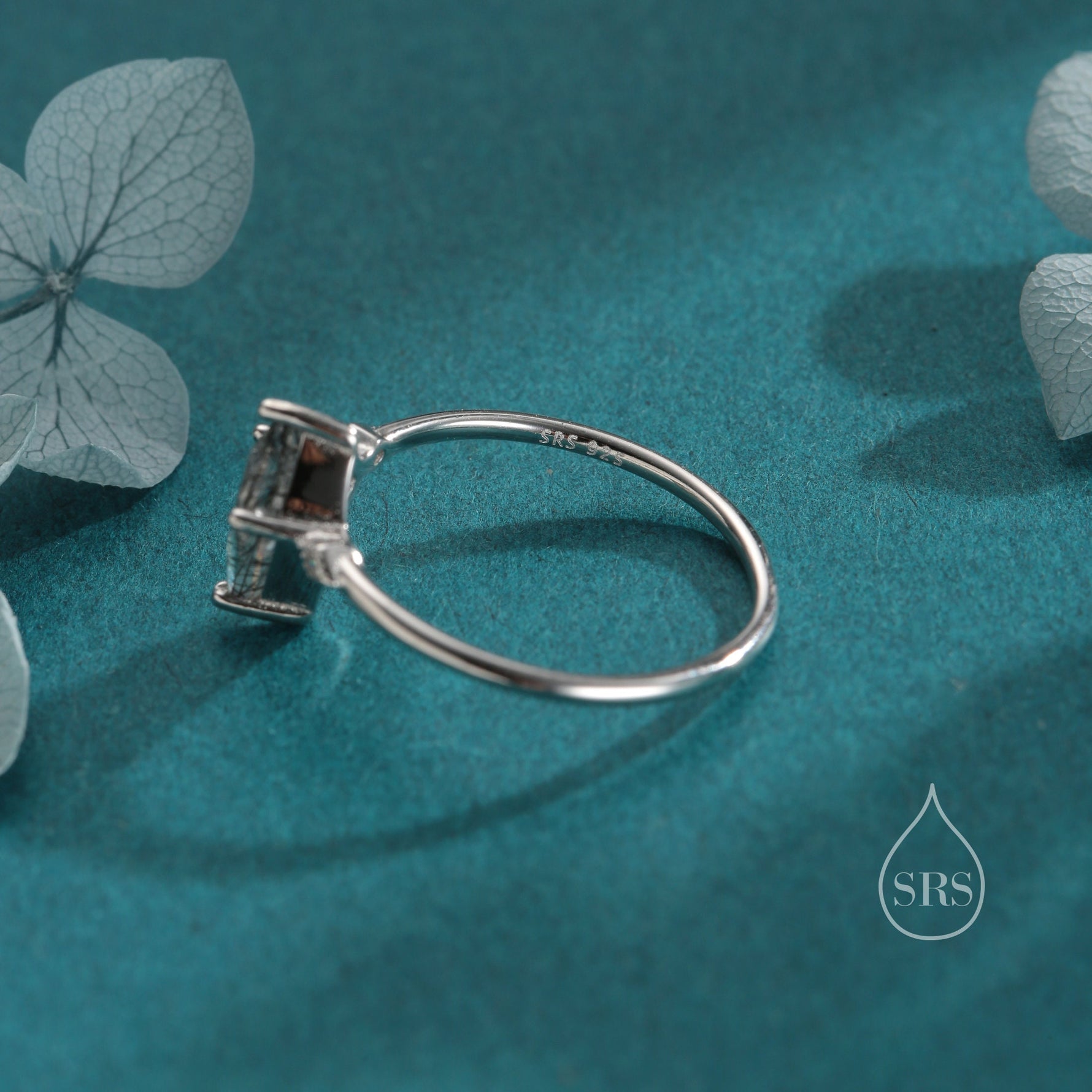 1 Carat Rhombus Cut Rutilated Quartz Classic Single Stone Engagement Ring in Sterling Silver, Kite Shape Rutilated Quartz Ring, US 5-8