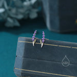 Super Tiny Sterling Silver Lavender Stud Earrings, Handpainted Enamel Lavender Earrings, Silver or Gold, Purple Lavender Earrings