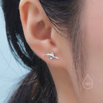 Very Tiny Sawtooth Shark Stud Earrings in Sterling Silver, Silver or Gold or Rose Gold, Cute Sawtooth Shark Earrings