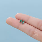 Sterling Silver Emerald Green Marquise 18G Screw Back Earrings