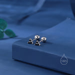 Tiny Black CZ Trio Screw Back Earrings in Sterling Silver, Three CZ Earrings, Simple and Minimalist, Geometric and Discreet, Black Screwback