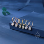 Dangle CZ Huggie Hoop Earrings in Sterling Silver with Sleeper Hoops, Detachable, Silver or Gold or Rose Gold, CZ Skinny Hoops
