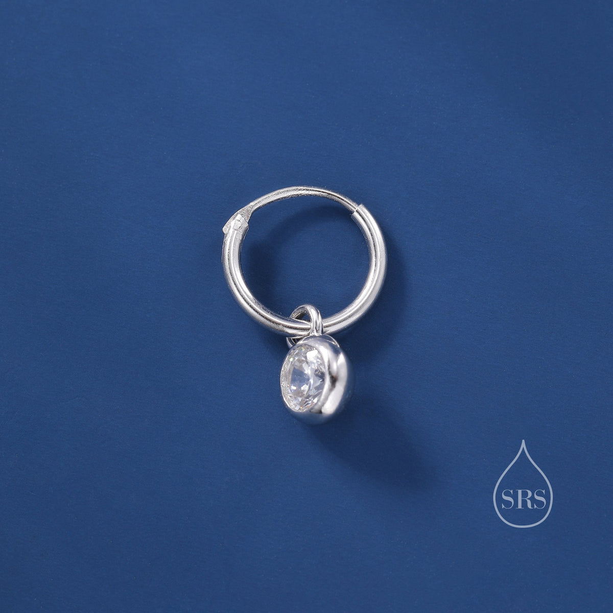 Dangle CZ Huggie Hoop Earrings in Sterling Silver with Sleeper Hoops, Detachable, Silver or Gold or Rose Gold, CZ Skinny Hoops