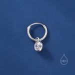 Dangle CZ Huggie Hoop Earrings in Sterling Silver with Sleeper Hoops, Detachable, Silver or Gold or Rose Gold, CZ Skinny Hoops