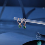 Emerald Green CZ Huggie Hoop Earrings in Sterling Silver with Sleeper Hoops, Detachable, Silver or Gold or Rose Gold, CZ Skinny Hoops