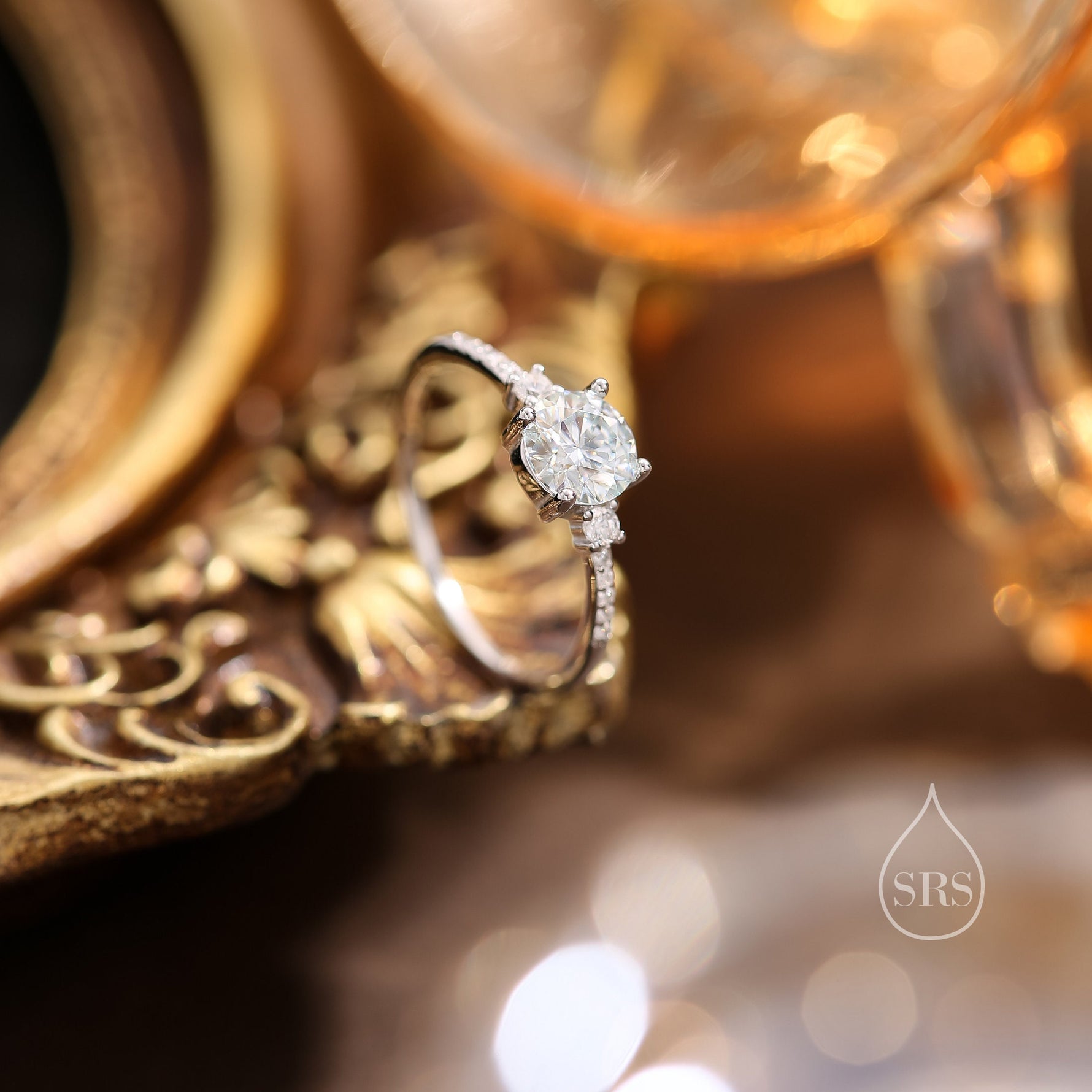 1 Carat Moissanite Ring in Sterling Silver, Silver, Gold or Rose Gold, Diamond Ring,Engagement Ring, US 5 - 8