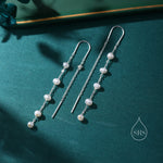 Genuine Freshwater Pearl U Shape Threader Earrings in Sterling Silver, Natural Pearl, Silver or Gold Finish Ear Threaders, Long Threaders,